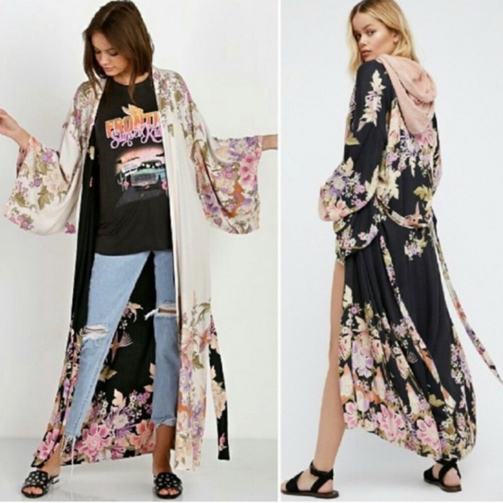 Spell & The Gypsy Vintage OS Blue Skies Reversible Rare Unicorn Kimono Duster - Picture 4 of 16